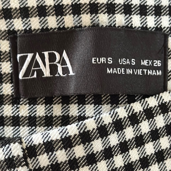 Zara Women’s Black & White Checkered Pant’s Size Small - Picture 7 of 8